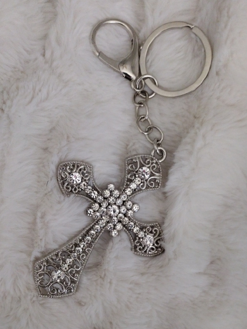 Silver Crystal Cross Keychain - Women's Accessory NWOT